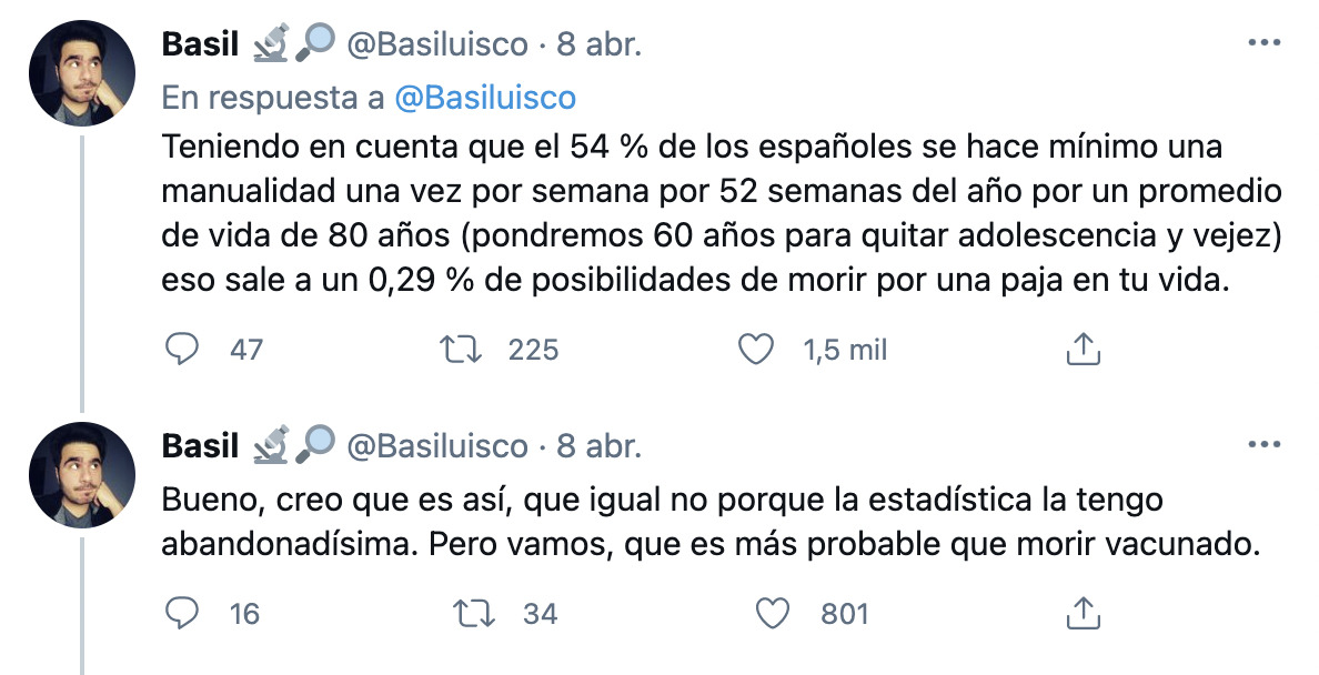 ''Tienes más posibilidades de morir deshidratado por exceso de pajas que de un trombo por la vacuna de AstraZeneca''