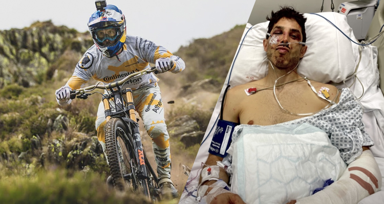 Momento en el que Gee Atherton sufre una de las peores caídas de la historia del MTB