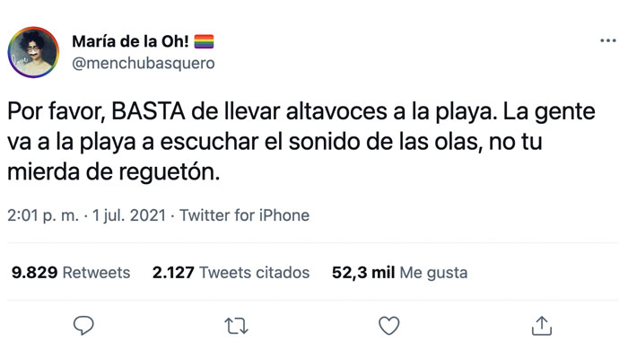 ''Por favor, BASTA de llevar altavoces a la playa. La gente va a la playa a escuchar el sonido de las olas, no tu mierda de reguetón''