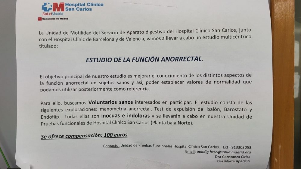 Estudio de la función anorrectal en el Hospital Clínico San Carlos de Madrid