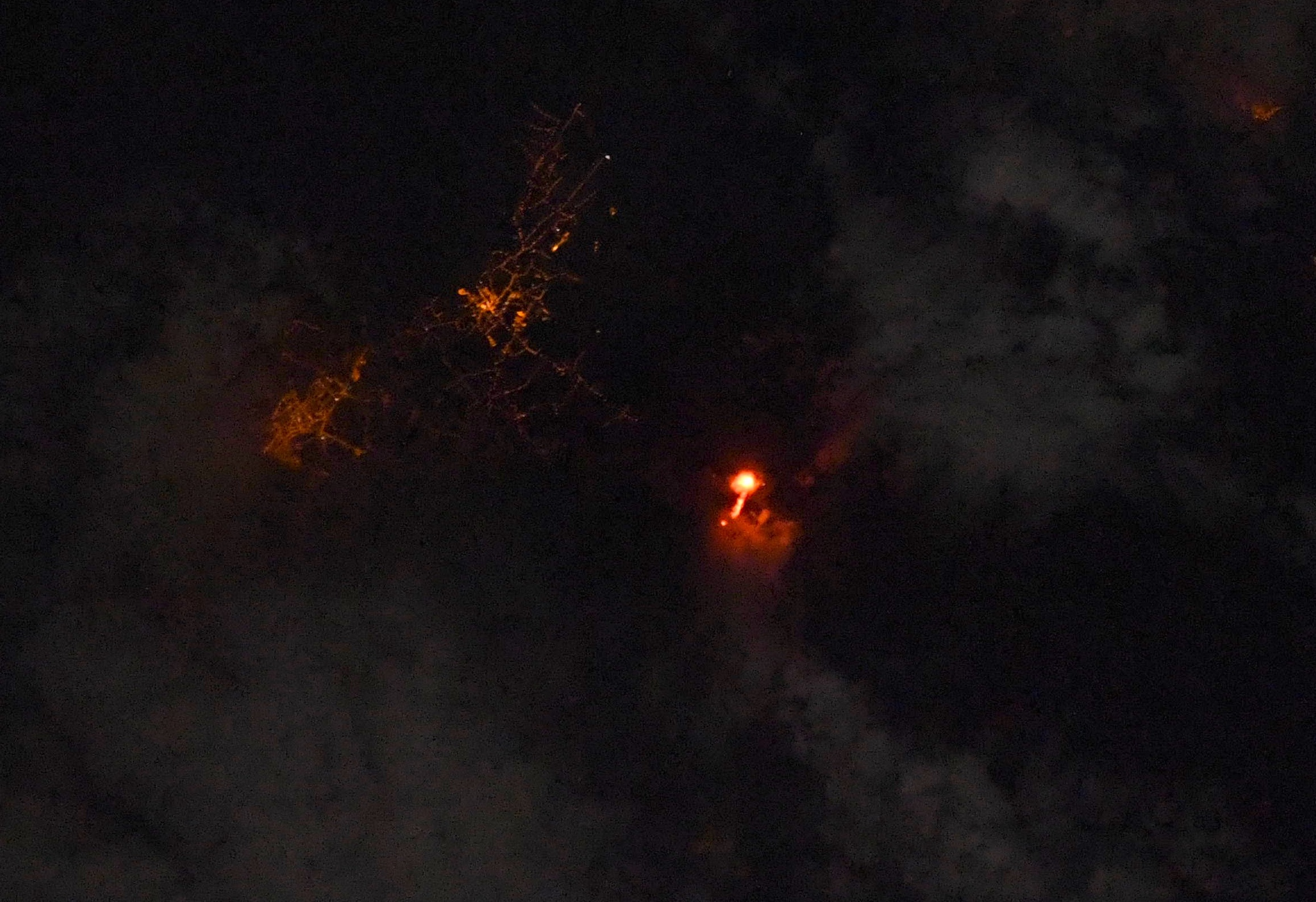 El volcán de La Palma desde la estación espacial Internacional