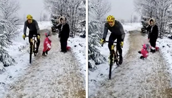 El ciclista que se hizo viral por empujar a una niña denuncia ahora al padre por grabar la escena