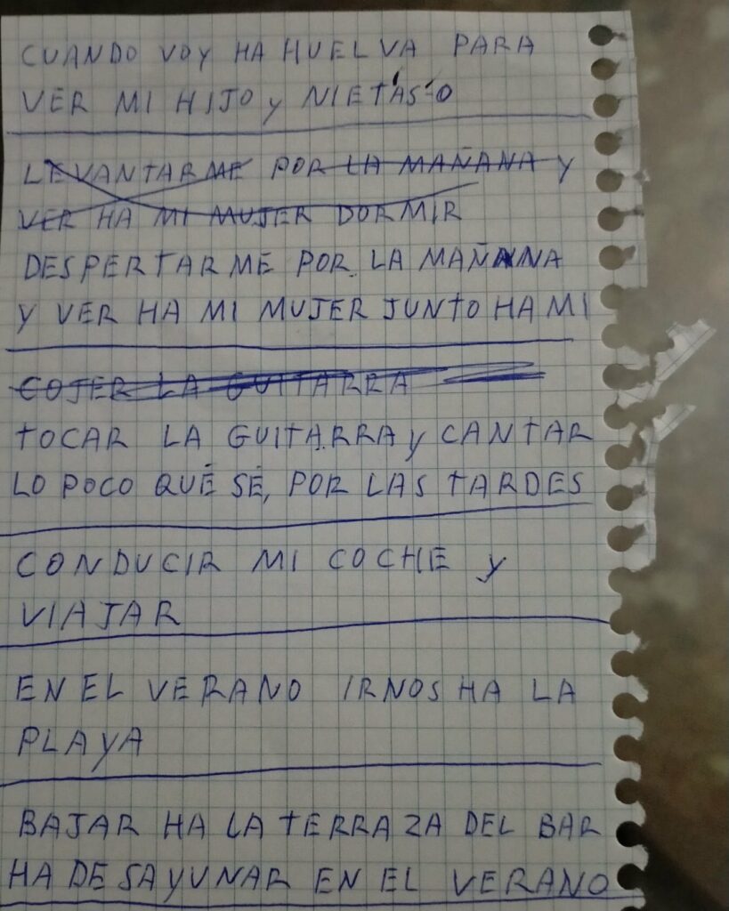 "Le he pedido a mi abuelo una lista de cosas que le hacen feliz y me encuentro personalmente destrozada"