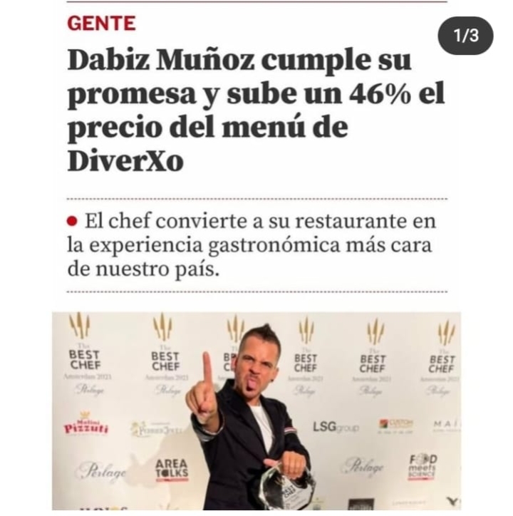 Dabiz Muñoz cumple su promesa y sube un 46% el precio del menú de su restaurante DiverXo
