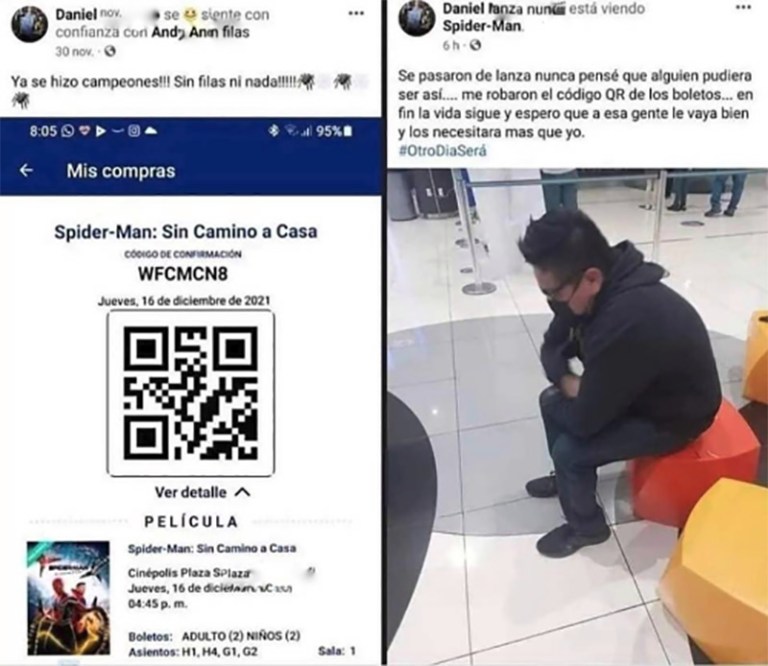 Este genius publicó en redes su entrada con el código QR para la nueva de Spiderman...