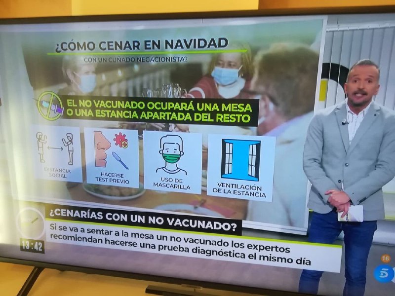 Cómo cenar/comer en Navidad con un cuñado negacionista, según Telecinco