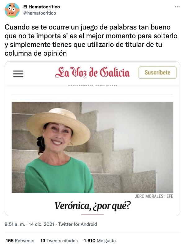 Cuando se te ocurre un juego de palabras tan bueno que no te importa si es el mejor momento para soltarlo y simplemente tienes que utilizarlo de titular de tu columna de opinión...